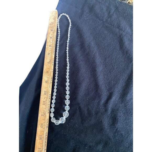 Antique Art Deco Graduated Faceted Cut Lead Crystal Rondelle Necklace 26" - Picture 3 of 12